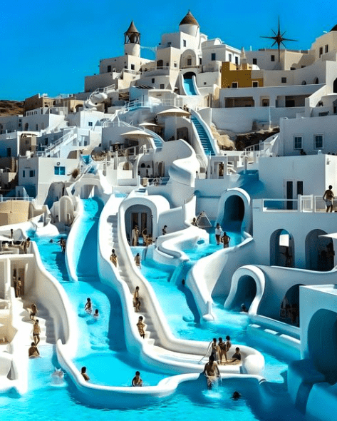 Santorini fake AI photo
